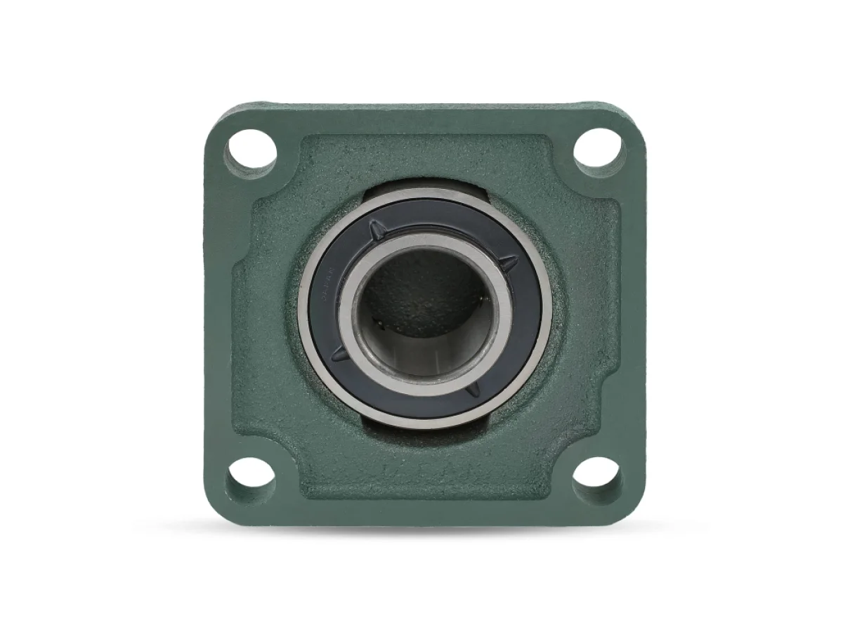 Four Bolt Square Flanged Unit, Cast Housing, Set Screw, Cast Dust Cover, Closed End, UCF Type - 2