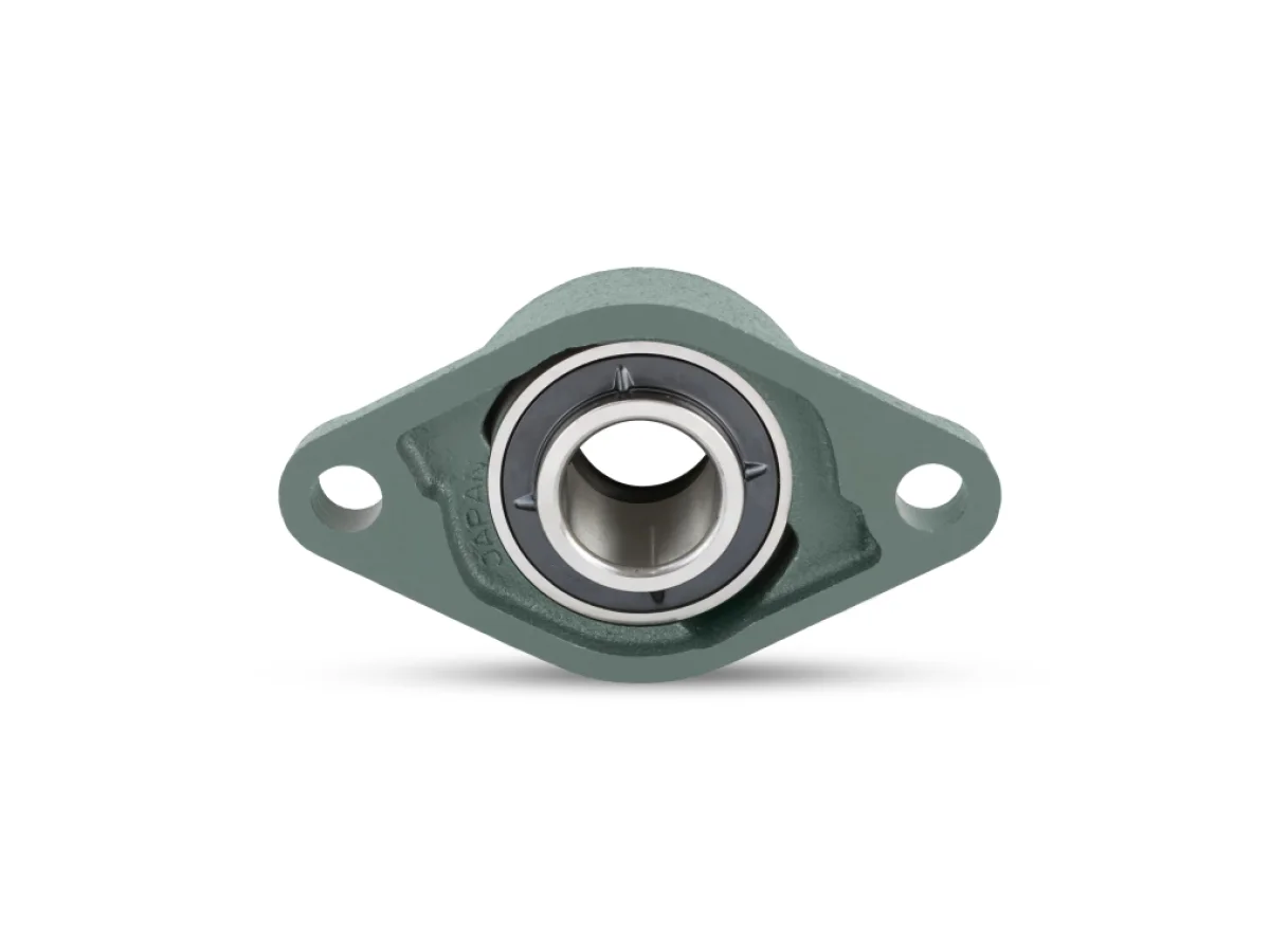 Two Bolt Rhombus Flanged Unit, Cast Housing, Set Screw, Pressed Steel Dust Cover, Open End, UCFL Type - 3