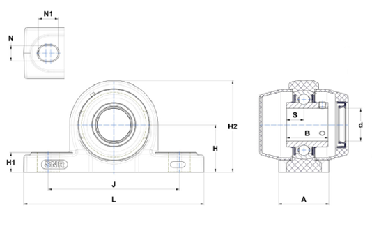 Pillow Block Unit, Thermoplastic Housing, Set Screw, SUCPPL Type - Dimensions - 2 – SUCPPL205