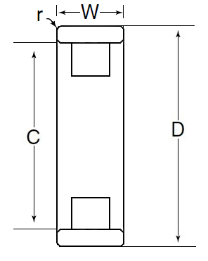Plain Outer Ring, No Rollers - Dimensions – M1012CA