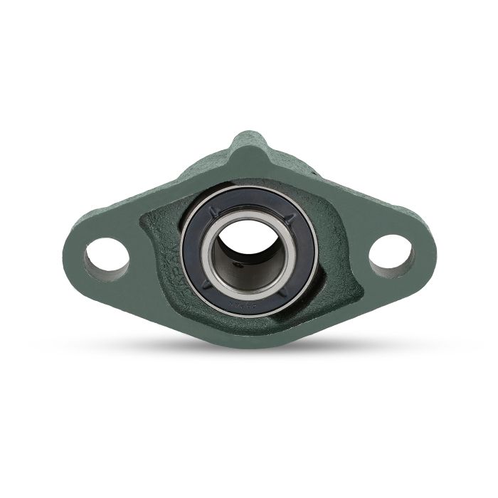 Two Bolt Rhombus Flanged Unit, Cast Housing, Set Screw, Cast Dust Cover, Open End, UCFL Type - 2 – C-UCFL202D1
