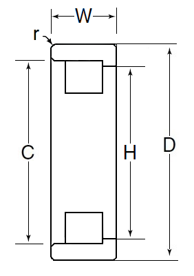 Outer Ring w/ One Rib, No Rollers - Dimensions – M1013DA