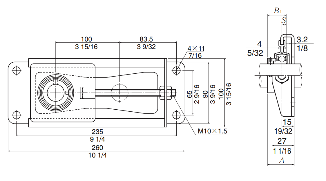 Mini Stretcher Unit, Eccentric Locking Collar, JELPT Type - Dimensions – JELPT202-009-10