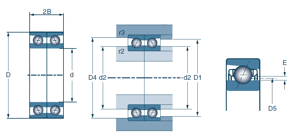 Duplex Angular Contact Ball Bearing, High Precision - Universal Flush Ground - Dimensions – 7002CVDUJ74