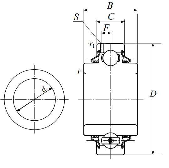 Heavy Duty Disc Bearing - Cylindrical O.D., Type 5 - Dimensions – DC210TT