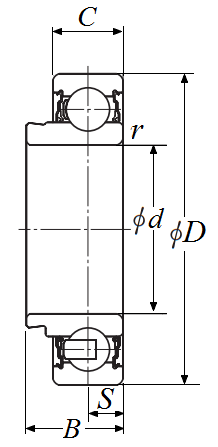 Bearing Insert w/ Wide Inner Ring - Cylindrical O.D. - Dimensions – JLS206-104C3