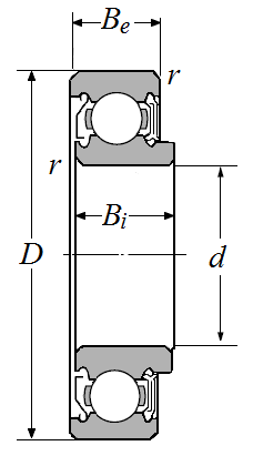 Single Row Radial Ball Bearing - Single Shielded & Single Sealed (Contact Rubber Seal), 87000 Series - Dimensions – 87503