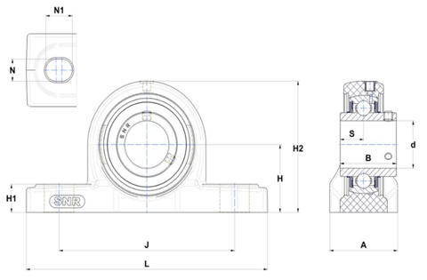 Pillow Block Unit, Thermoplastic Housing, Set Screw, SUCPPL Type - Dimensions – SUCPPL205