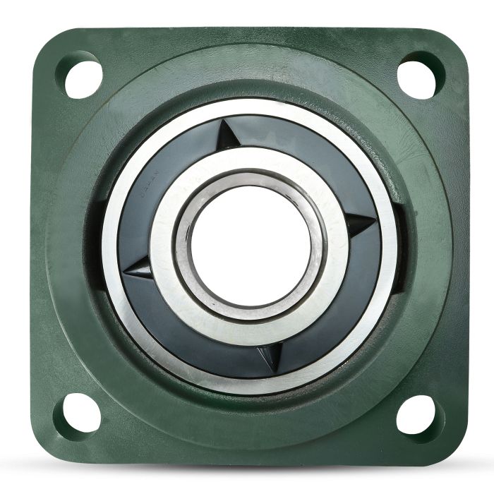 Four Bolt Square Flanged Unit, Cast Housing, Set Screw, Cast Dust Cover, Open End, UCFS Type - 2 – C-UCFS307D1