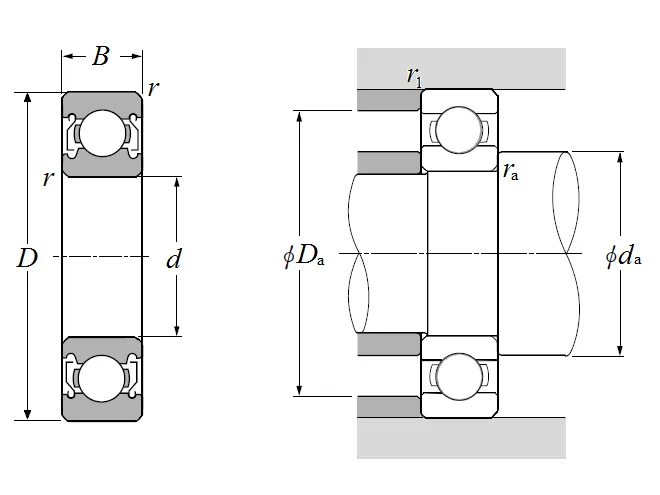 Single Row Radial Ball Bearing - Double Shielded - Dimensions – 5S-6004ZZP5